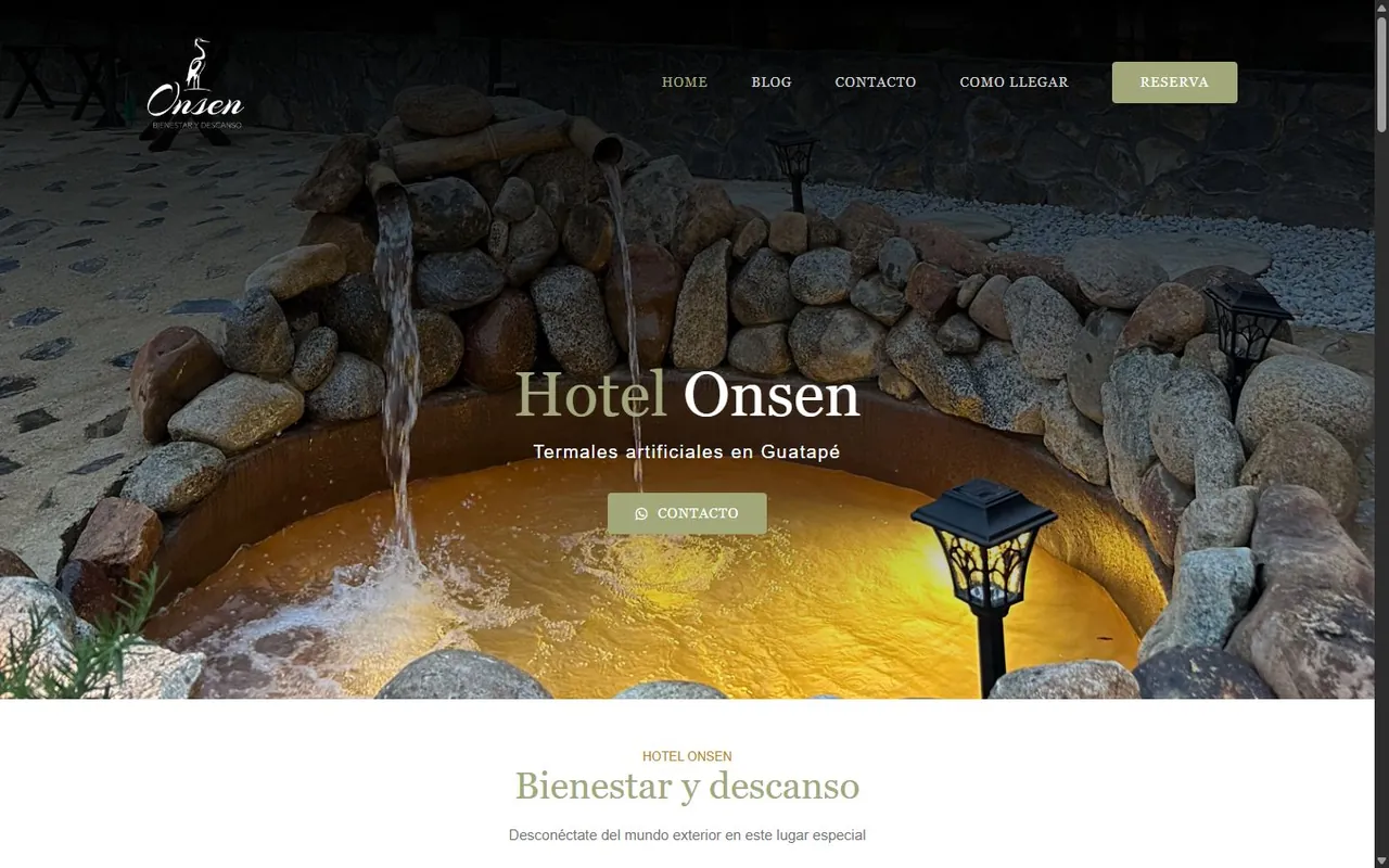 Sitio web actual de Hotel Onsen — una plantilla genérica de WordPress
